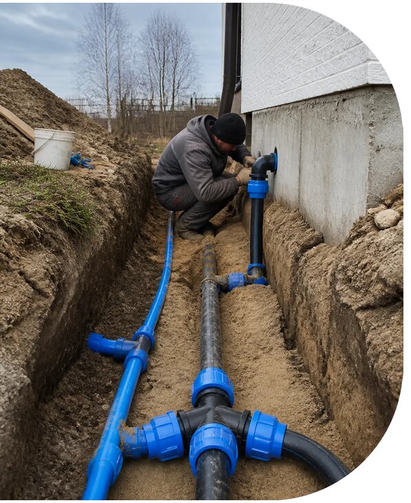 Монтаж наружного водопровода на участке под ключ в Сызрани